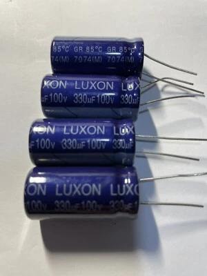 LUXON 4pz 330uF 100V CONDENSATORE ELETTROLITICO 85° 16x32 PASSO7mm vedi descrizione