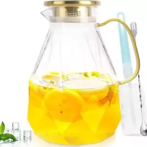 Glass Pitcher,3 Liter Water Pitcher with Lid,Beverage Serveware Drinkware - Picture 1 of 7