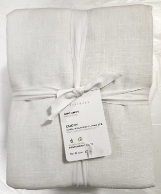 Forro Pottery Barn Grommet Emery Blackout 2 cortinas 50" x 84" blanco - peltre Foto 1 de 4