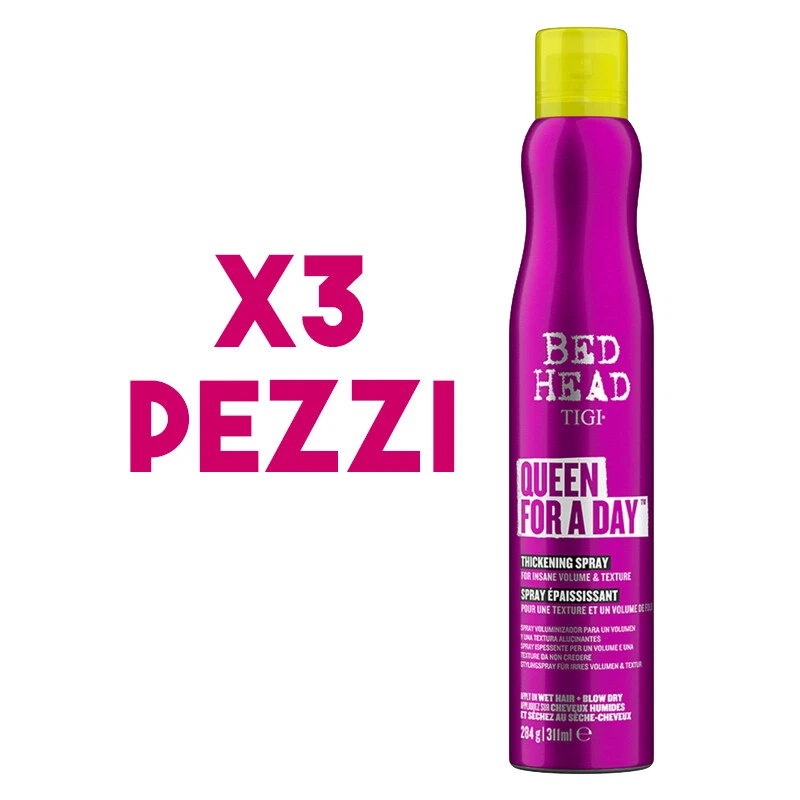 TIGI Bed Head Kit Queen For a Day Thickening Spray 3 Pezzi x 311ml