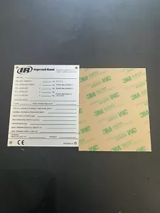 1x COMPRESOR DE AIRE INGERSOLL RAND NÚMERO DE SERIE PLACA 89259642 90mm x110mm - Imagen 1 de 2