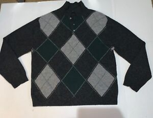 Preowned- Nautica Wool Argyle Cowl Neck Sweater Mens (Size XL/TG)