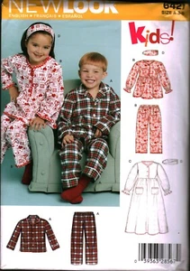 6421 Vintage NEW LOOK SEWING Pattern Girls UNCUT Pajamas Nightgown Shirt Pants 8 - Picture 1 of 1