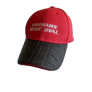 FireHawk Wide Oval Firestone Red White Race Rubber Bill Strapback Hat Cap - Picture 1 of 7