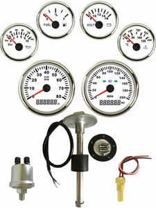 6 Gauge Set With Senders 0-200MPH GPS Speedo Tacho Fuel Volts Oil Temp USA STOCK - Picture 1 of 9