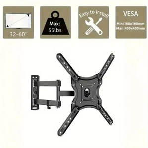 FULL MOTION TV WALL MOUNT BRACKET SWIVEL TILT 32 36 37 40 42 46 49 50 55 60" - Picture 1 of 8