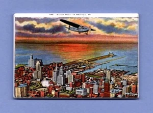 CHICAGO ILLINOIS *2X3 FRIDGE MAGNET* AERIAL VIEW BIRDS EYE CITY MAP VINTAGE OLD - Picture 1 of 2