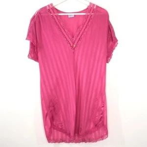 Vintage Womens Jill Andrea New York Hot Pink Nightgown Medium Chemise Slip - Picture 1 of 8