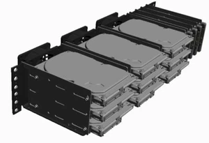 R-CASE - HDD holder for rack 19 inch assembly, up to 9 x HDD and 4 x SSD - metal - Zdjęcie 1 z 16