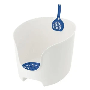 Richell USA - PAW TRAX High Wall Cat Litter Box in White/Blue - High Sides Wa... - Picture 1 of 5