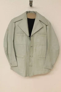 MENS VINTAGE MINT BLUE CAR COAT LEATHER BLAZER/JACKET SZ L ONE OF KIND! - Picture 1 of 7