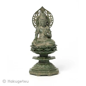 Metallstatue von Ākāśagarbha (Gaganagañja) Bodhisa, Höhe 15 cm, altbronzefarben - Bild 1 von 5
