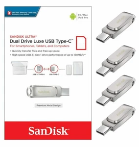 SanDisk Ultra Luxe Dual Drive USB Flash Drive Type-C 32G 64G 128G 256G 512GB 1TB - Picture 1 of 13