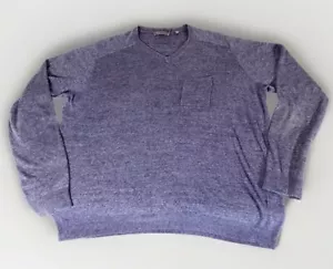 Vince Sweater Mens Size XXL Blue Linen Blend Knit V Neck Casual Career Shirt - Picture 1 of 8
