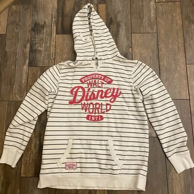 Walt Disney World Parks Authentic Pink White Gray Womens XXL Stripe Sweatshirt⬇️ - Image 1 of 4