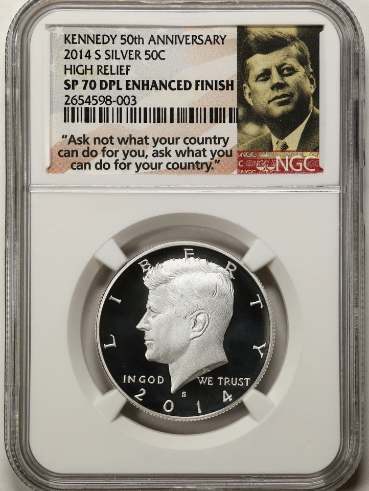 2014-S 50C High Relief Enhanced Finish SP70 DPL NGC 2654598-003 50th Anniversary - Image 1 of 2