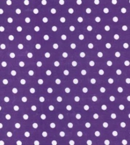 Printed Polycotton Craft Fabric Material - POLKA DOTS ON PURPLE - Picture 1 of 2