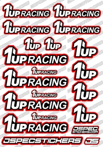 1UP RC STICKER SET DECAL ACCESSORIES TOURING CAR ASSOCIATED XRAY EP BUGGY RED - Picture 1 of 9