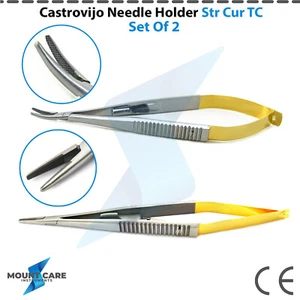 TC Castroviejo Needle Holder Straight / Curved Forceps 14cm Dental Instruments - Picture 1 of 7