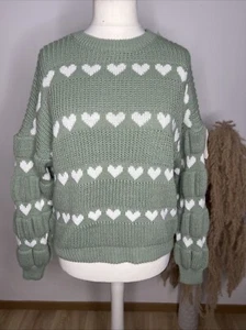 Kuscheliger Strickpullover mit weißem Herzmuster - Bild 1 von 4