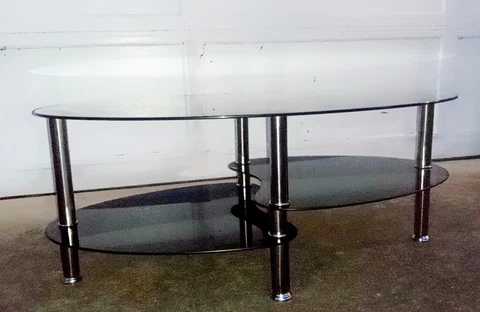 Stylish Oval Multilayered Glass Coffee Table Cover
