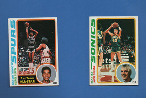 1979 TOPPS #s 20 GEORGE GERVIN SPURS & 117 JACK SIKMA SONICS ROOKIE EX COND.
