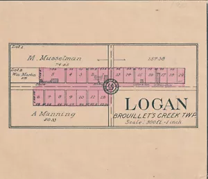 Antique 1910 Map Logan Brouillet's Creek Township Illinois IL 7 x 6 - Picture 1 of 2