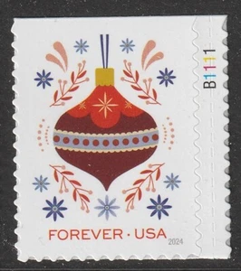 US 5942 Holiday Joy Red Ornament F plate single MNH 2024 - Picture 1 of 1