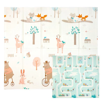 CUSHHOM Krabbelmatte 196x176cm Spielmatte Baby Faltbar Spielunterlage Wasserdicht