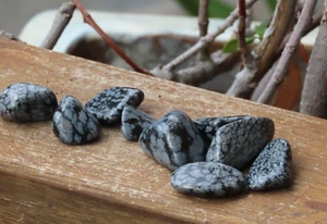 Small Snowflake Obsidian Tumble Stones 5 Pieces Polished Tracked Postage 10-20mm - Picture 1 of 3