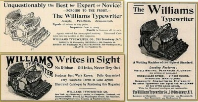 3 anuncios impresos para máquina de escribir Williams de 1895 g c a Foto 1 de 4