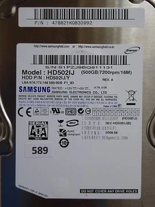 500 GB Samsung HD502IJ/Y | P/N: 478821KQ833992 | 2008.08 #589 - Imagen 1 de 2