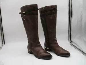 Franco Sarto Celeste 2 Brown Leather Zip Tall Boots Women's Size 8.5 M-WC - Picture 1 of 11