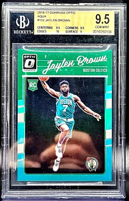 JAYLEN BROWN 16-17 ÓPTICA AQUA PRIZM PARALELO NOVATO RC RARO CELTICS 4/25 BGS 9.5 Foto 1 de 4