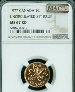 1977 CANADA CENT NGC  MS67 PQ MAC 2ND FINEST GRADE & SPOTLESS  * - Picture 1 of 4
