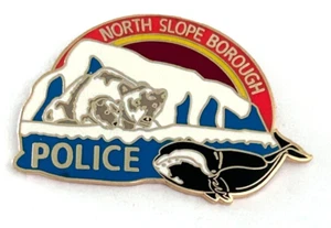 North Slope Borough Police Anchorage Alaska Lapel Pin Polar Bear Whale - Picture 1 of 3