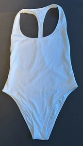 Aerie Womens White textured T back  Swimsuit Sz M Pre-owned - Picture 1 of 9
