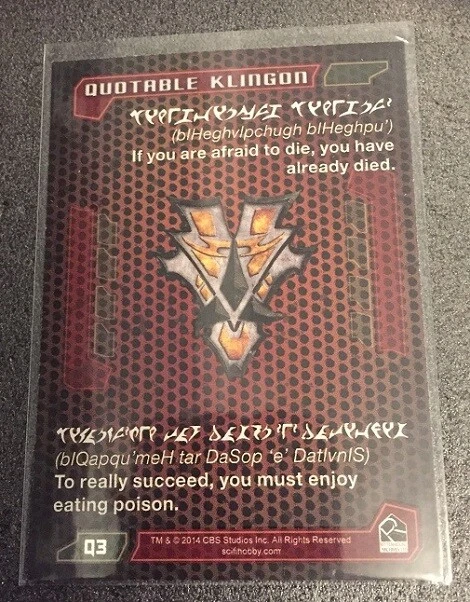 STAR TREK ALIENS QUOTABLE KLINGON CHASE CARD SELECTION - Image 1 of 1