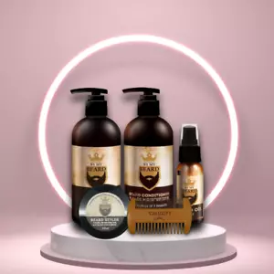 Kit de aseo de barba para hombre y caballero set de regalo champú aceite cera cepillo de madera peine cabello - Imagen 1 de 15