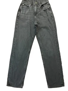 American Eagle Women Sz 0/XS 90s Boyfriend Jeans Black Distressed Denim - Picture 1 of 21