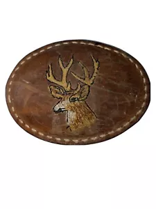 Vintage Leder Hirsch Gürtelschnalle, Wildtiere, Jagd, Outdoor, Bock - Bild 1 von 7