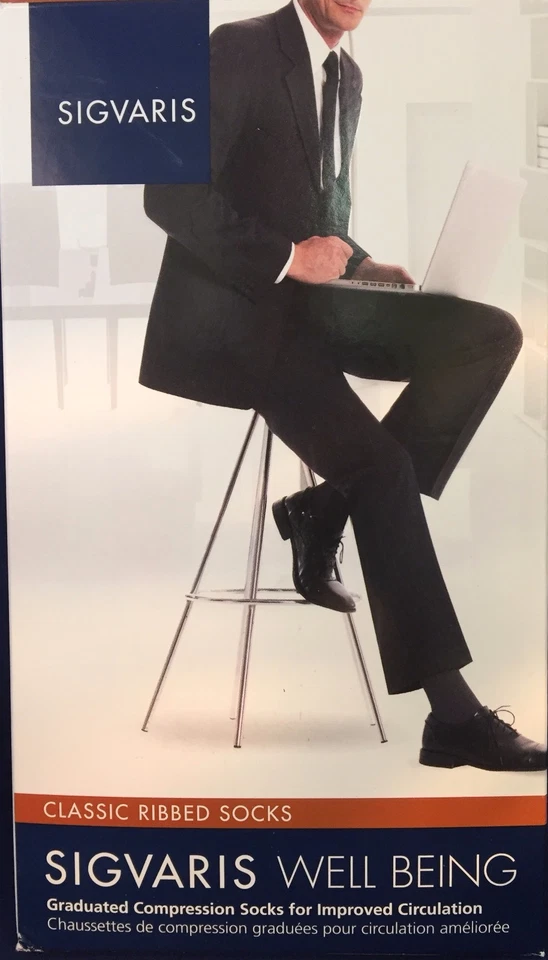 Sigvaris Men's Classic Ribbed Socks 15-20 mmHg SIZES COLORS -Improve circulation - Изображение 1 из 1