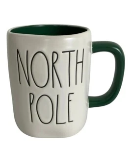 Taza de cerámica Rae Dunn POLO NORTE Navidad Vacaciones blanca y verde 5" de alto NUEVA - Imagen 1 de 6