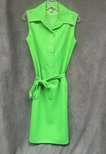 Abito vintage Kelly verde collo pugnale poliestere M - Foto 1 di 5