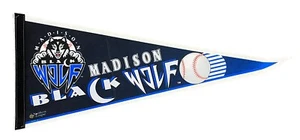 Vintage 1990's Madison Black Wolf Minor League Baseball Team Pennant Northern Lg - Picture 1 of 3