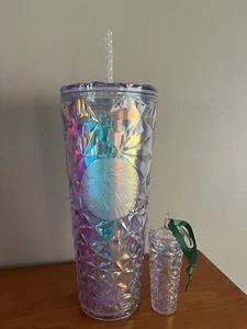 Prism Keychain Ornament & 2023 Starbucks Christmas Diamond Crystal Venti Tumbler - Picture 1 of 3