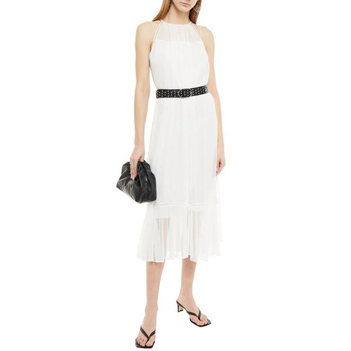 Abito midi MCQ ALEXANDER MCQUEEN in crepon con rifiniture a reticolo taglia 4 nuovo con etichette