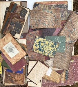 Rare Large Lot Antique Marble Paper Book Covers Art 19th 18th American Ephemera - Imagen 1 de 21