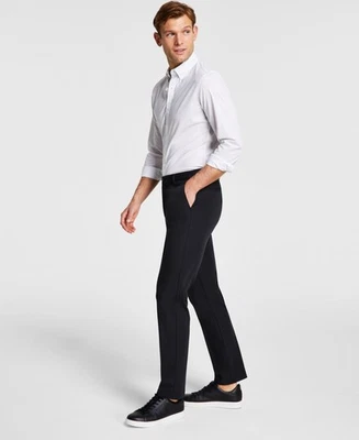 Pantalones de vestir Michael Kors para hombre calce clásico 36/32 negros elásticos lisos Foto 1 de 2