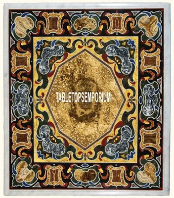 24"x18" White Marble Rectangle Corner Dining Table Top Inlay Scagliola Arts Deco - Image 1 of 2